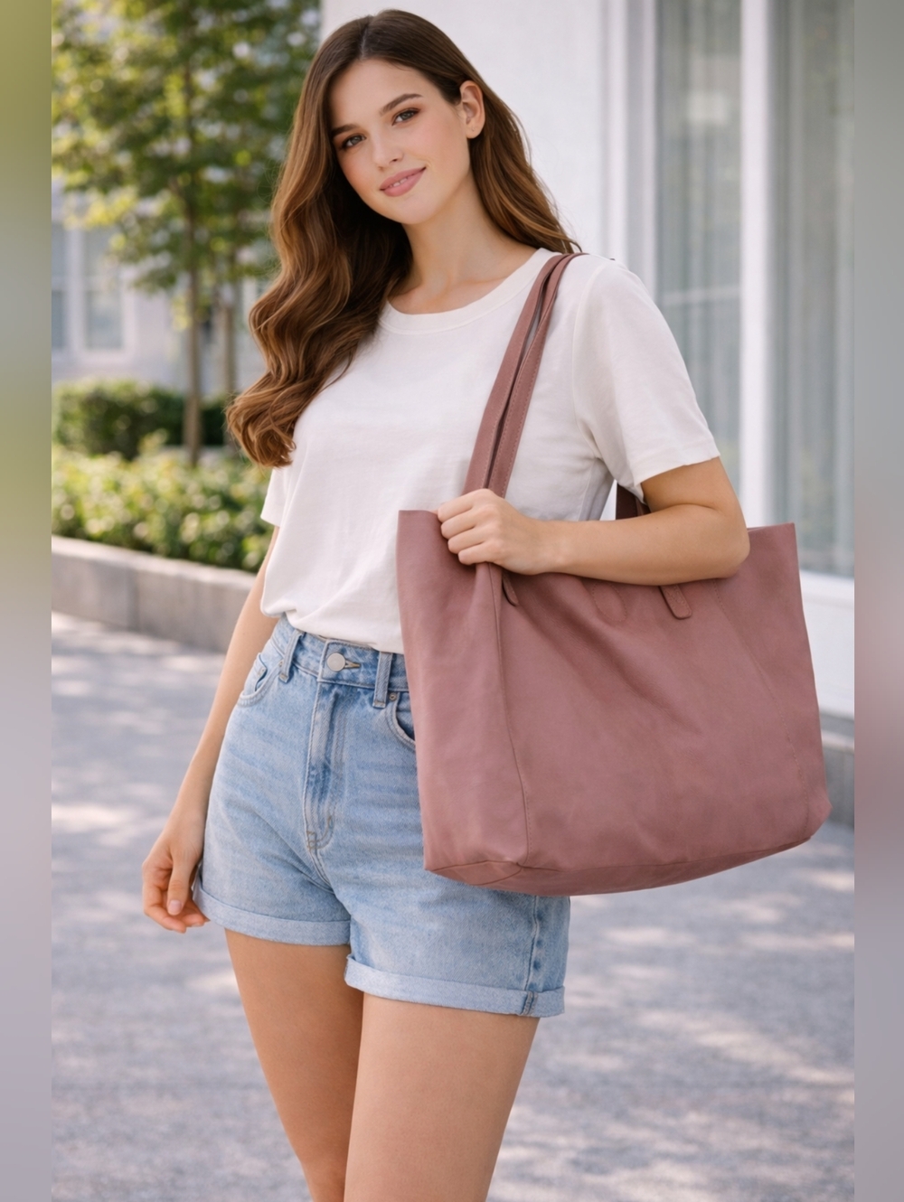 H&M Mauve Leather Tote Bag